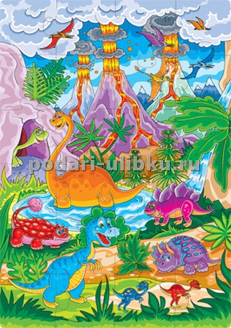 картинка Мозаика для малышей "Собирай на полу. Динозаврики" — Подари Улыбку