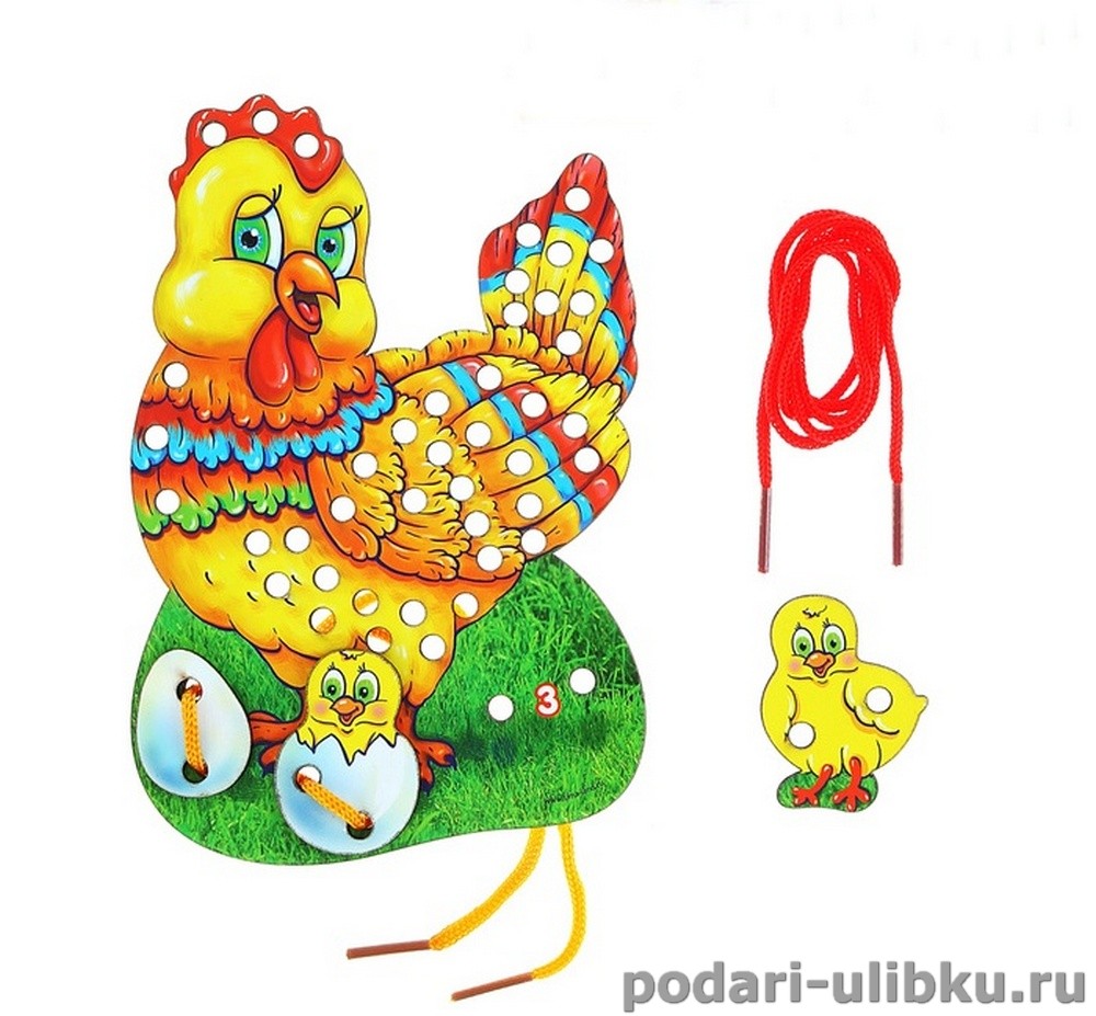 картинка Игра - Шнуровка фигурная "Курочка с цыплятками" — Подари Улыбку