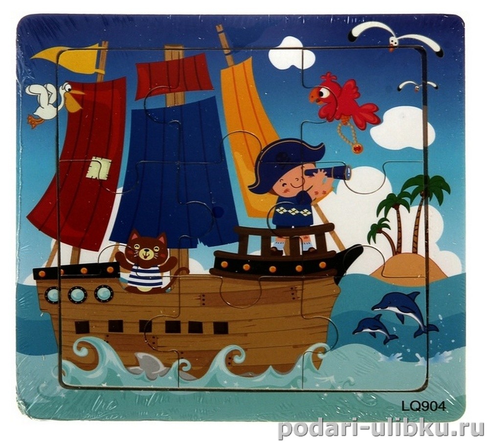 картинка Пазл малый квадратный "Пиратский корабль", 9 элементов — Подари Улыбку