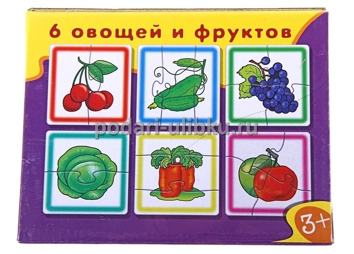 картинка Пазлы для малышей "6 овощей и фруктов" — Подари Улыбку