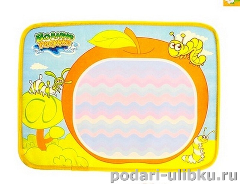 картинка Разноцветный коврик для рисования водой "Яблоко", штампы + БОНУС — Подари Улыбку