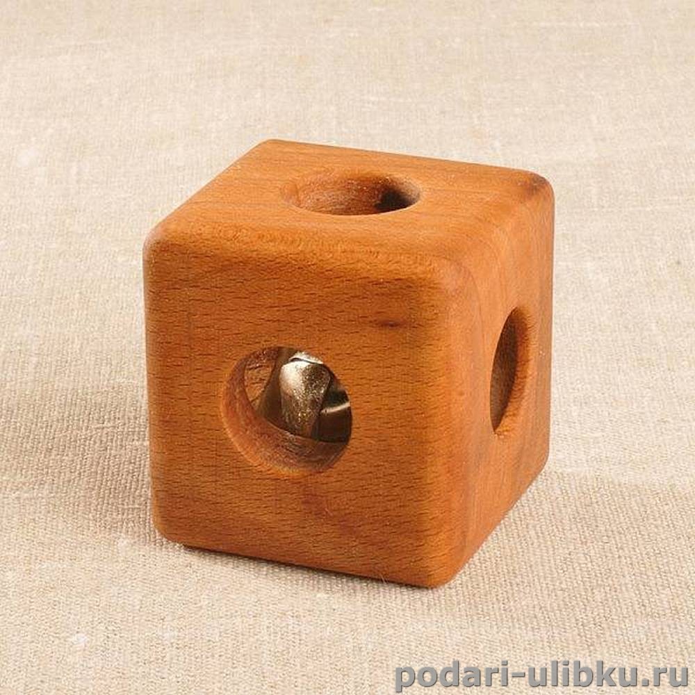 Деревянная игрушка Кубик с бубенцом, ТМ Леснушки