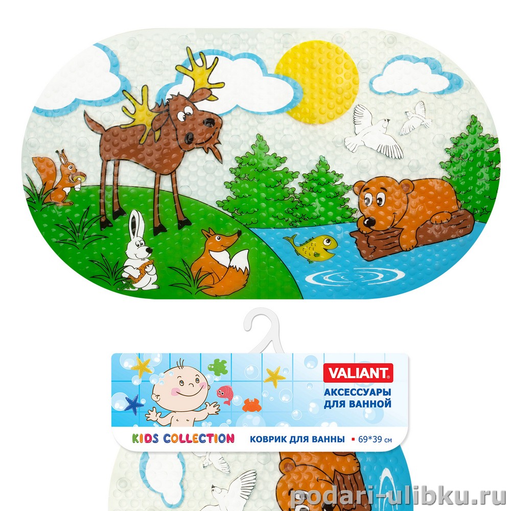 картинка Коврик противоскользящий для ванны Valiant Kids Collections "Лесные Животные" — Подари Улыбку
