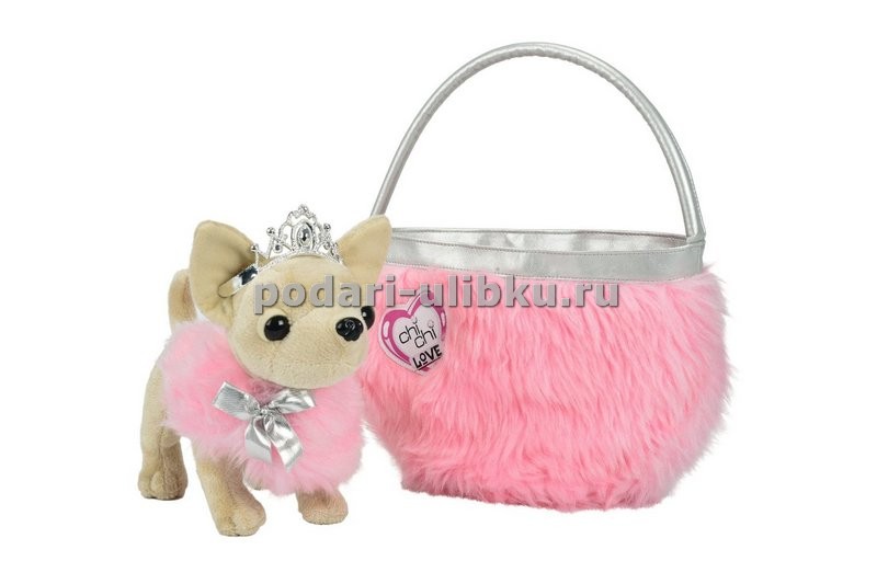 Chi Chi Love плюшевая собачка Принцесса с розовой пушистой сумочкой