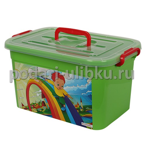 картинка Ящик-контейнер для игрушек "Радуга" салатовый. 10л — Подари Улыбку