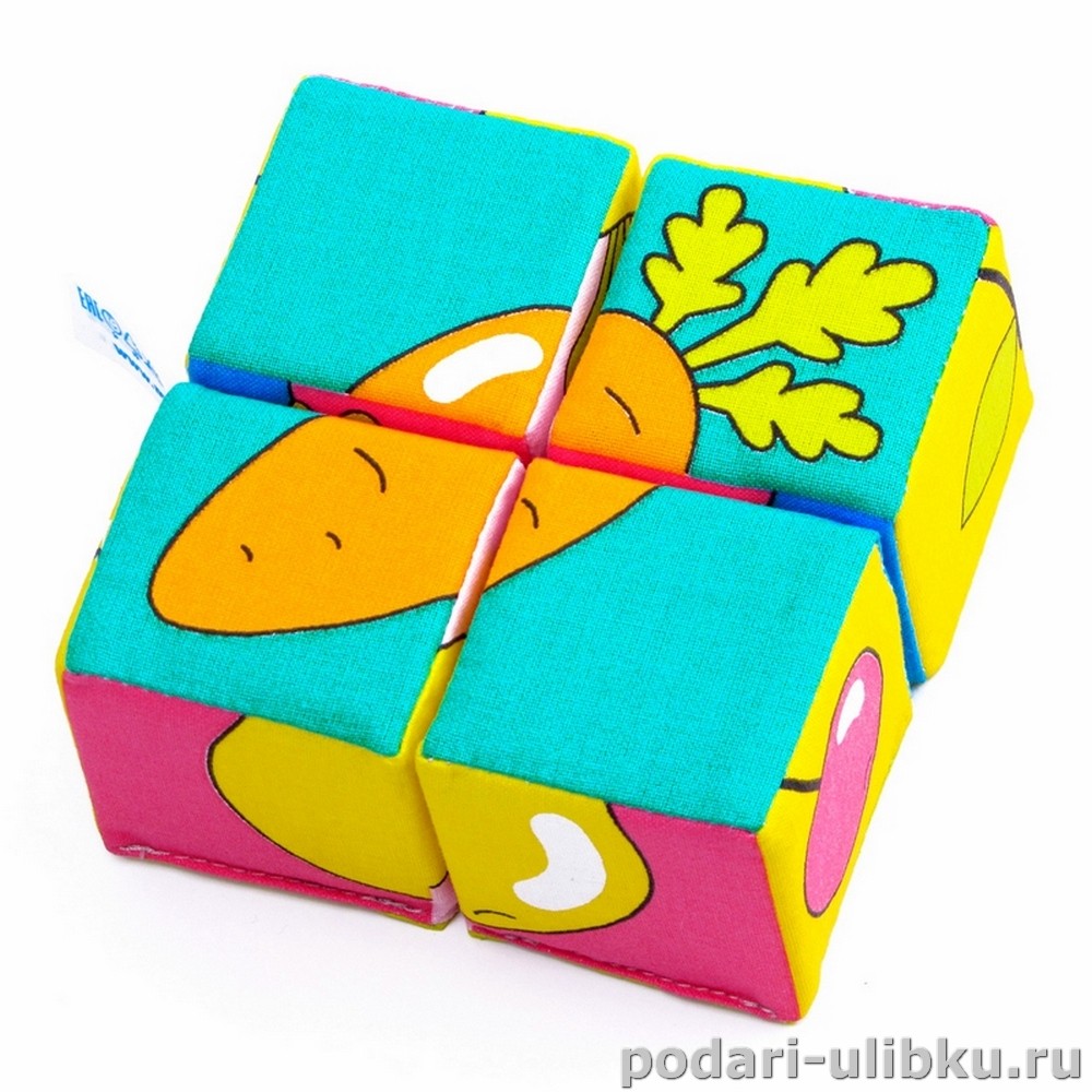 картинка Кубики мягкие "Собери картинку. Ягоды, фрукты, овощи", МЯКИШИ — Подари Улыбку