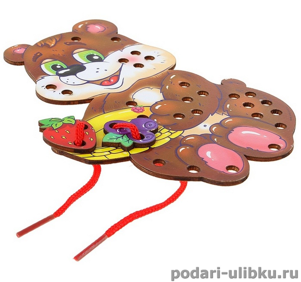 картинка Игра - Шнуровка фигурная "Мишка с ягодками" — Подари Улыбку