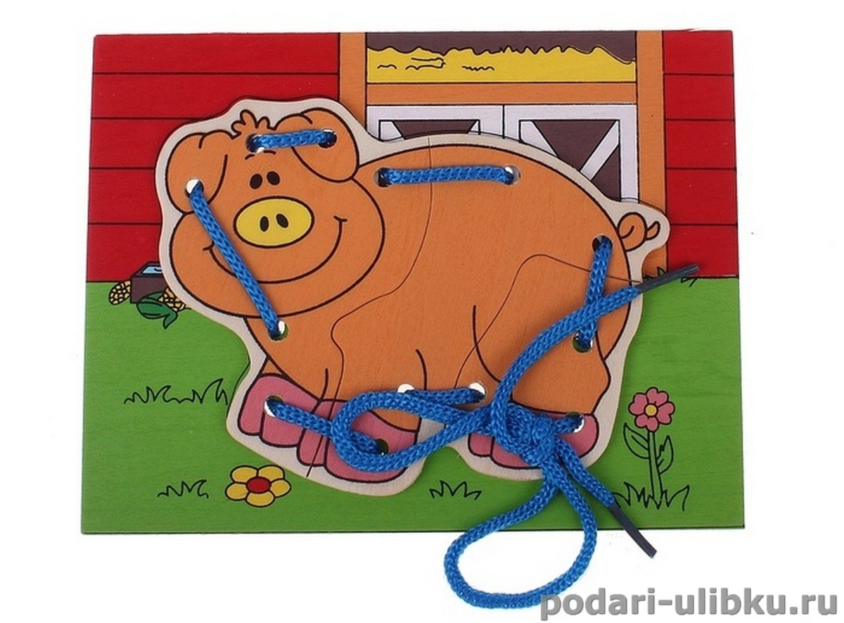 картинка Игра - Шнуровка фигурная "Свинка на ферме" — Подари Улыбку