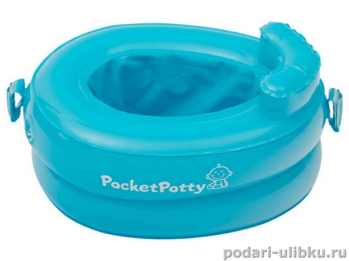 картинка Дорожный надувной горшок PocketPotty голубой — Подари Улыбку