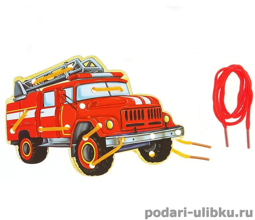 картинка Игра - Шнуровка фигурная "Пожарный автомобиль" — Подари Улыбку