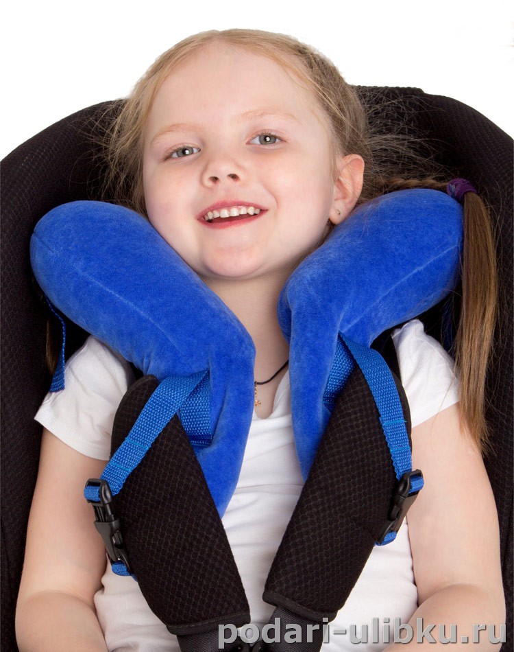 картинка Анатомическая транспортная подушка для детей от 5 до 10 лет. Синяя — Подари Улыбку