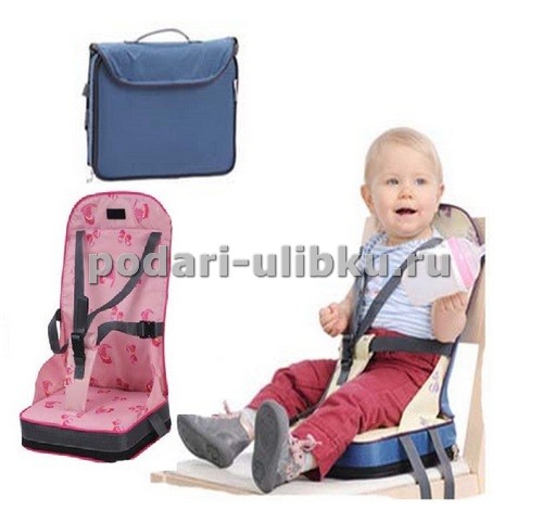 картинка Портативное детское сиденье с креплениями и ремням. Розовое — Подари Улыбку