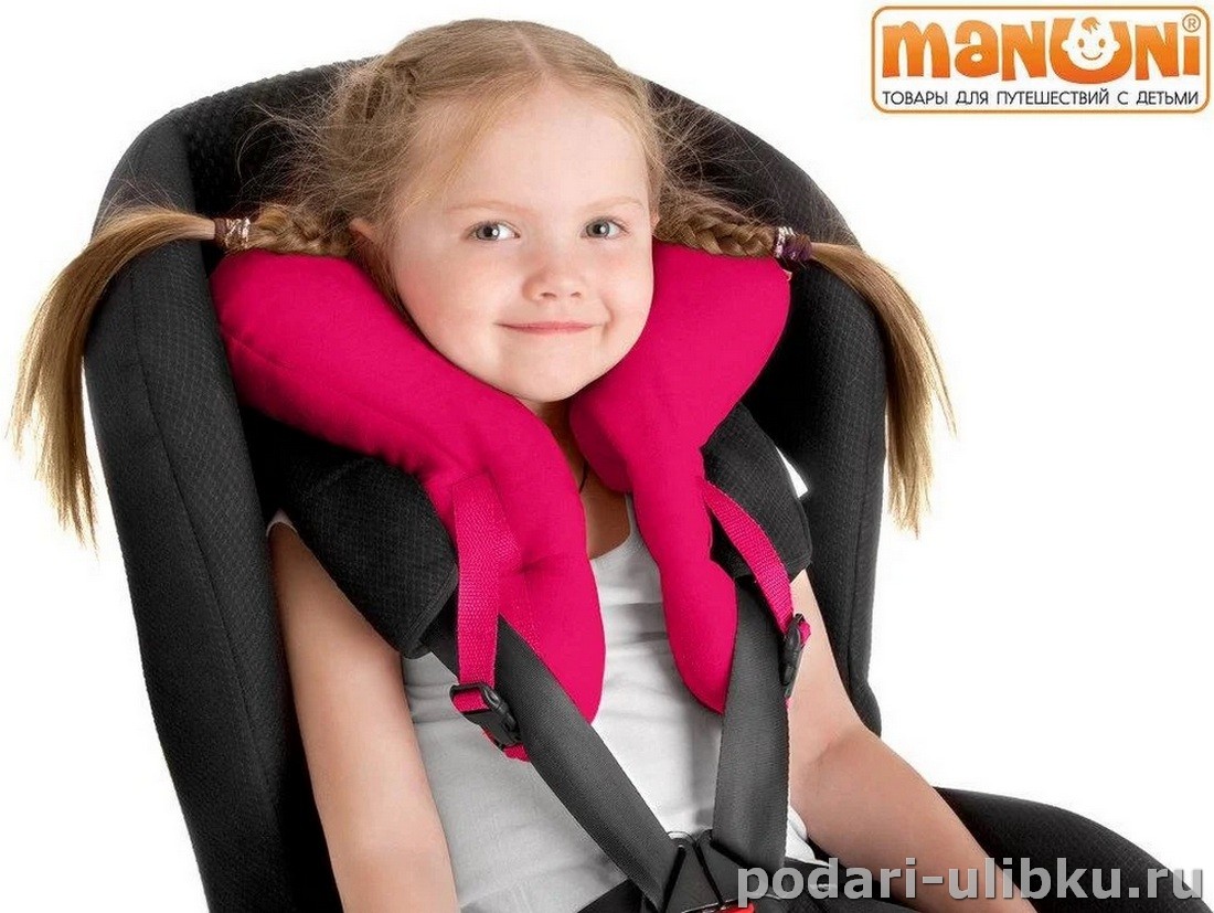 картинка Анатомическая транспортная подушка для детей от 5 до 10 лет. Малиновая — Подари Улыбку