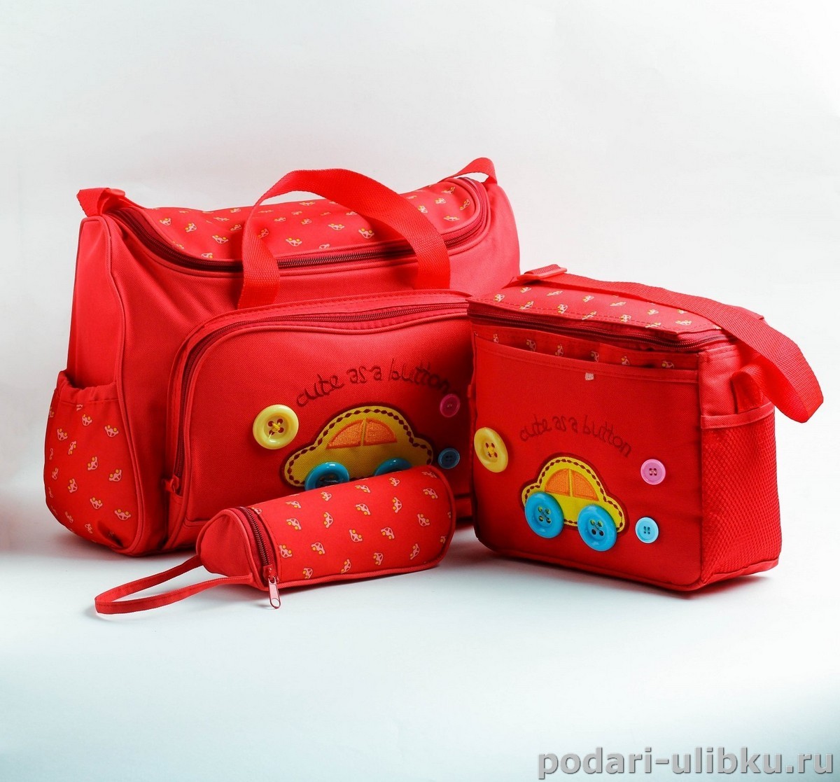 Многофункциональный комплект сумок 4в1 красный с машинкой