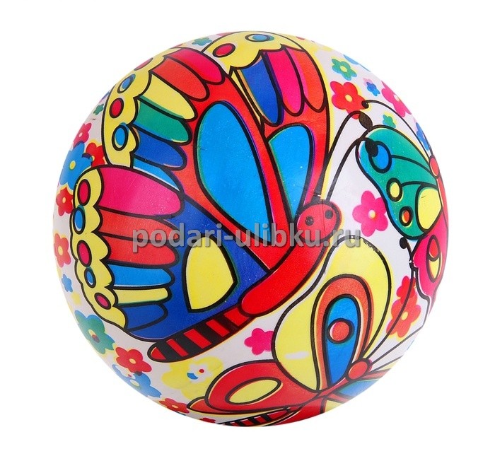 картинка Мяч "Бабочки на солнечном шаре", глянцевый, диаметр 22 см — Подари Улыбку