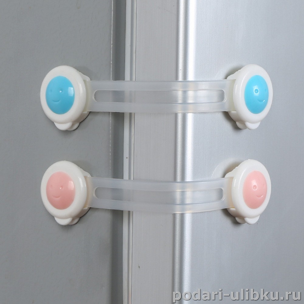 картинка Приспособление для блокировки дверей шкафов от детей розовые 2шт Bradex — Подари Улыбку