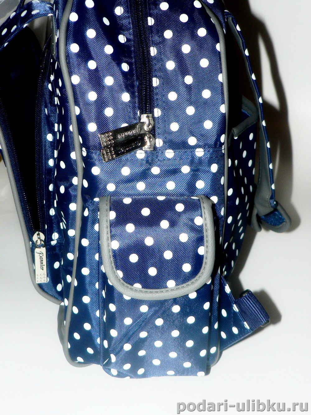 картинка Сумка - рюкзак для мамы Pannier, цвет темно-синяя в горох — Подари Улыбку