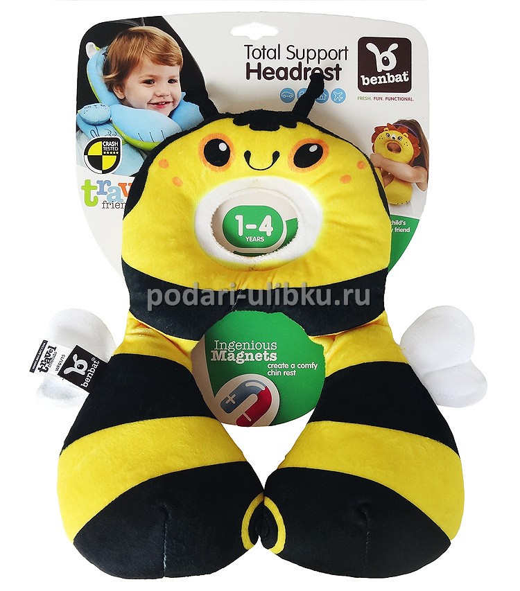 картинка Детская дорожная подушка - подголовник 2в1 BenBat Travel Пчёлка 1-4 года — Подари Улыбку